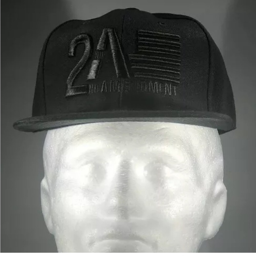 2A (Second Amendment) Flat Bill Snapback Hat Black with Black Font. New w/ Tag
